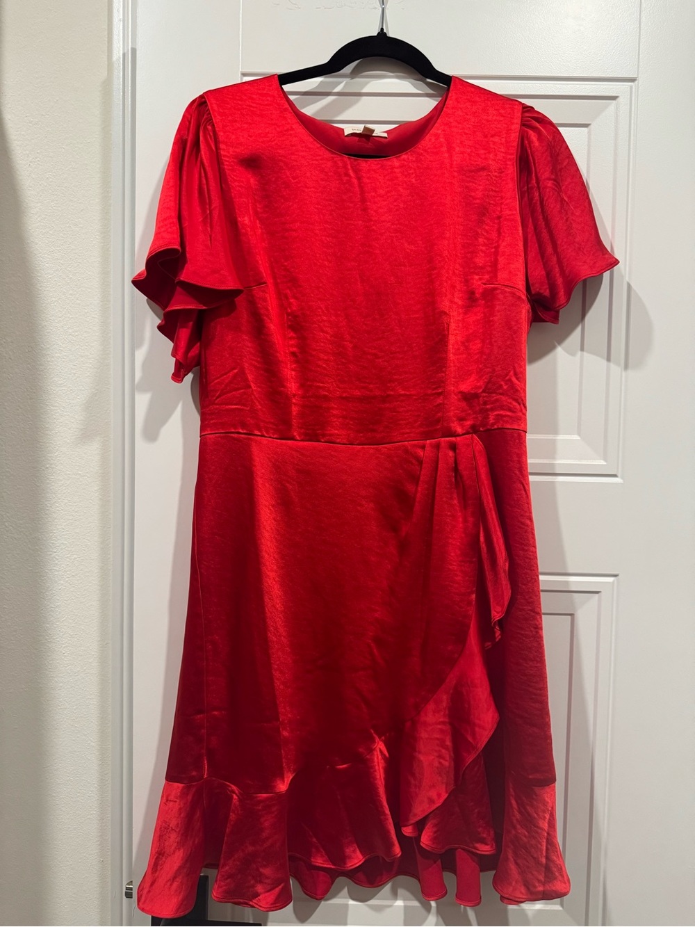 Women’s Red Ruffle-Sleeve A-Line Dress